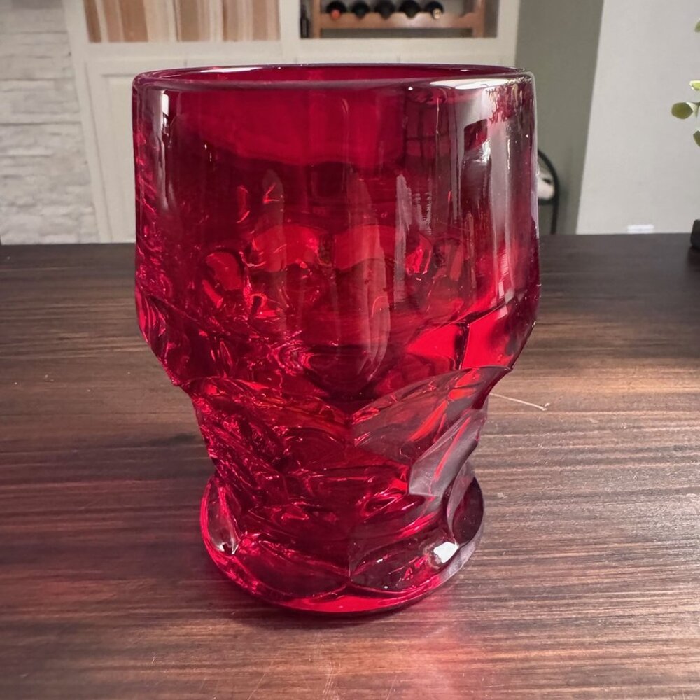 Vintage Viking Glass Ruby Red Honeycomb Georgian Tumbler